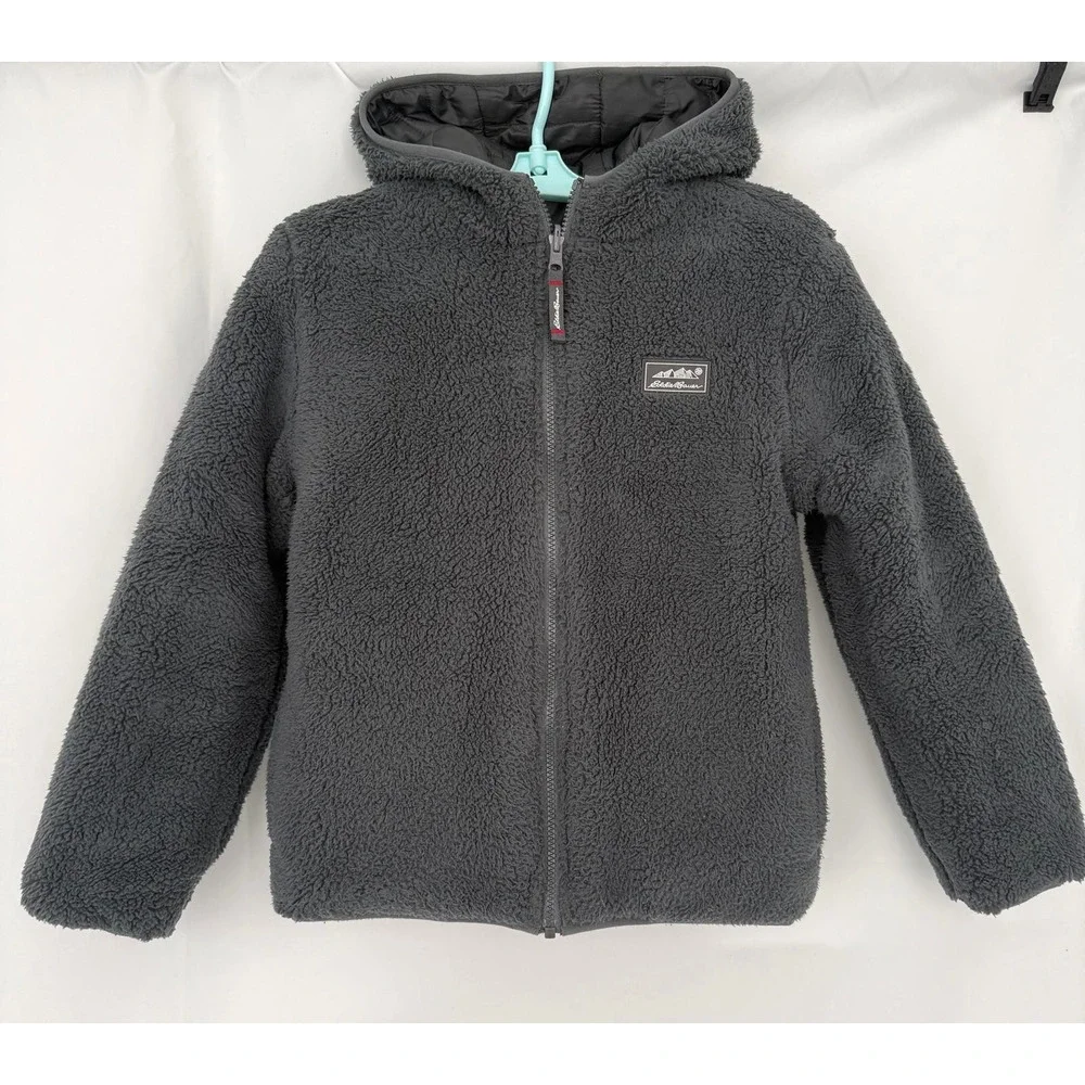 Eddie Bauer Kids Jacket Size M 10/12 Red Hooded Down Puffer Coat Reversible